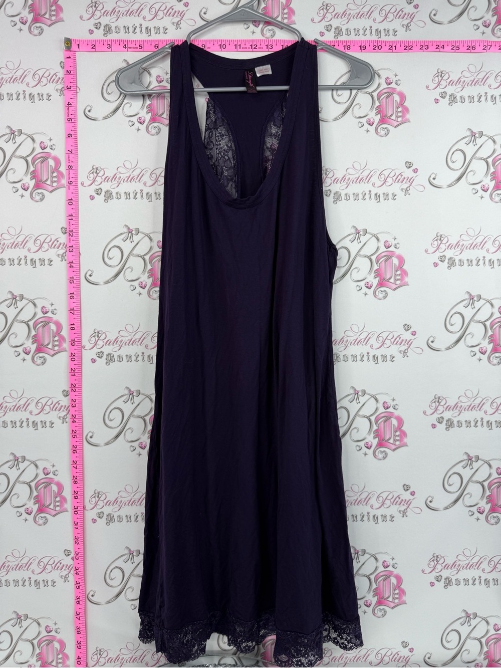 Dreamgirl dress nightgown Lacie floral Dark Purple Lace Trim Chemise